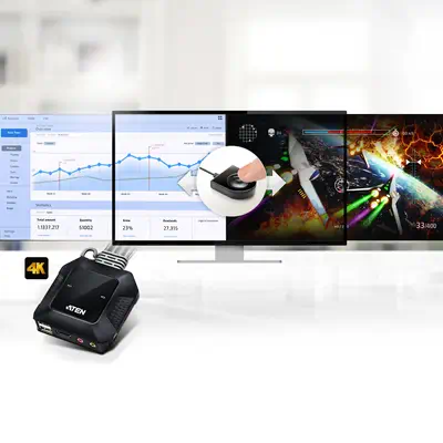 Commutateur KVM câble HDMI 4K USB 2 ports avec sélecteur de port distant - ATEN - Accessoire Réseau - visuel 8