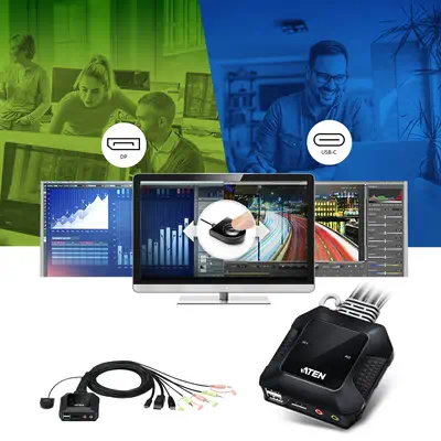 ATEN Commutateur KVM hybride DisplayPort 2 ports USB-C - Accessoire Réseau - visuel 4