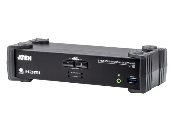 Commutateur KVMP™ HDMI 4K 2 ports USB 3.0 avec mode de mélangeur audio - ATEN - Accessoire Réseau - visuel 1