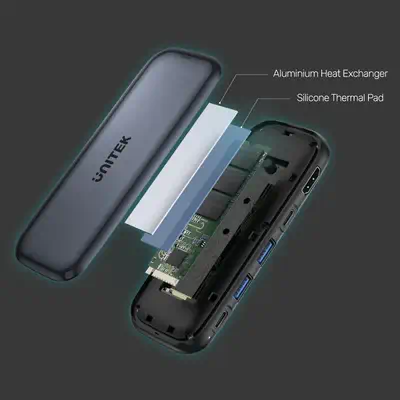 UNITEK uHUB H6 USB Type-C 10000 Mbit/s Gris - Station d'accueil pour portable - visuel 6