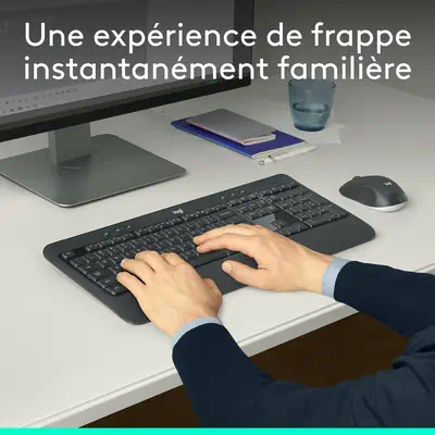 Logitech 920-008676 clavier Souris incluse Universel USB AZERTY Logitech - visuel 1 - hello RSE - SOURIS PROFILÉE CONFORTABLE
