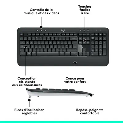 Logitech 920-008676 clavier Souris incluse Universel USB AZERTY Logitech - visuel 1 - hello RSE - ENSEMBLE SANS FIL PRÊT À L'EMPLOI
