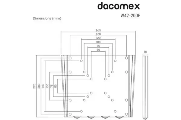Dacomex W42-200F 106,7 cm (42") Mur Noir - Support Fixe & Mobile - visuel 2