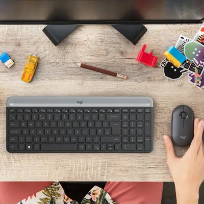 Logitech 920-009192 clavier Souris incluse Universel RF sans fil QWERTZ Suisse Graphite - Clavier - visuel 2