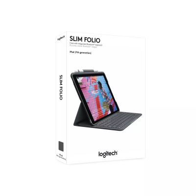 LOGITECH Slim Folio for iPad 7th &amp; 8th Logitech - visuel 1 - hello RSE - RANGÉE COMPLÈTE DE TOUCHES DE RACCOURCIS iPadOS