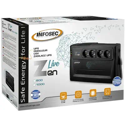 Infosec Zen Live 800 alimentation d'énergie non interruptible Interactivité de ligne 0,8 kVA 480 W 4 - Onduleur - visuel 4