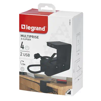 Legrand 0 504 12 multiprise 1,5 m 4 sortie(s) CA Intérieure Noir - Prise parafoudre - visuel 4