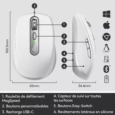 Logitech Performante et compacte MX Anywhere 3 - Souris - visuel 3