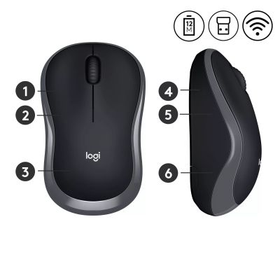 LOGITECH M185 Wireless Mouse - SWIFT GREY - Logitech - visuel 1 - hello RSE - Parfait pour les ordinateurs portables