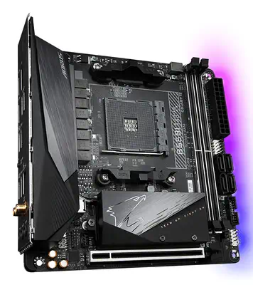 B550I AORUS PRO AX Carte mère - Processeurs AMD Ryzen 5000, VRM 8 phases, jusqu'à 5300 MHz DDR4, 1xP - Gigabyte - visuel 3