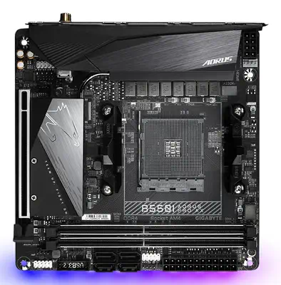 B550I AORUS PRO AX Carte mère - Processeurs AMD Ryzen 5000, VRM 8 phases, jusqu'à 5300 MHz DDR4, 1xP - Gigabyte - visuel 2