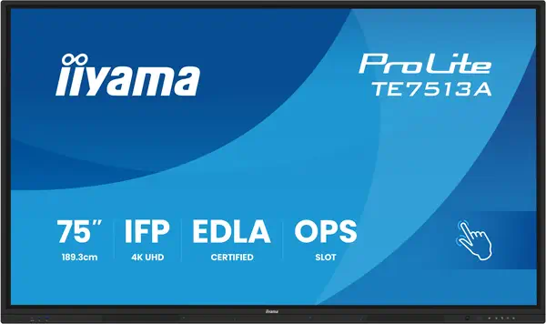 iiyama TE7513A-B3AG Écran d'affichage dynamique Écran plat interactif 190,5 cm (75") LCD Wifi 500 cd - Ecran Numérique Interactif - visuel 1