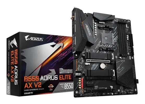 B550 AORUS ELITE AX V2 Carte mère - Processeurs AMD Ryzen 5000, VRM 12+2 phases, jusqu'à 4733 MHz DD - Gigabyte - visuel 1
