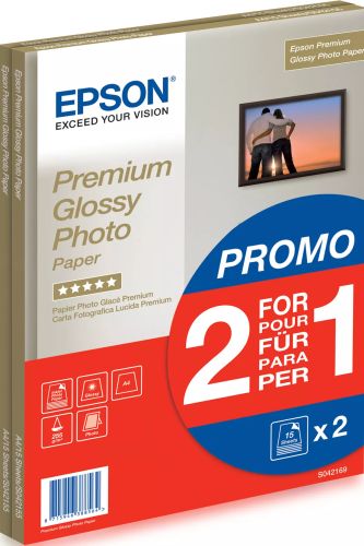 Revendeur officiel Papier EPSON PREMIUM brillant photo papier inkjet 255g/m2 A4 2x15 feuilles