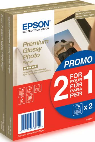 Revendeur officiel Papier EPSON PREMIUM brillant photo papier inkjet 255g/m2 100x150mm 2x40