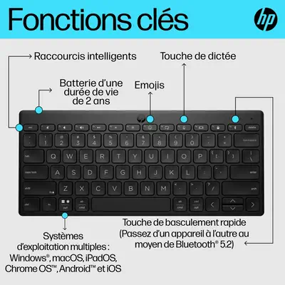 Clavier Bluetooth multi-appareil compact HP 355 - Accessoires Tablette - visuel 6