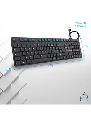 Advance Tapes WORKMATE clavier maison/bureau USB AZERTY Noir - ADVANCE - Clavier - visuel 7