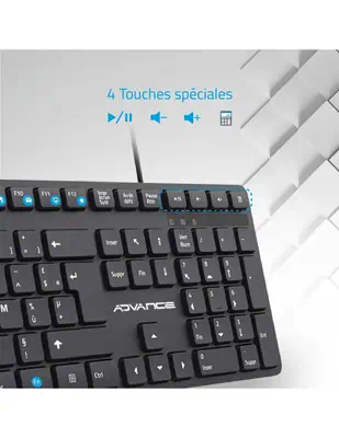 Advance Tapes WORKMATE clavier maison/bureau USB AZERTY Noir - ADVANCE - Clavier - visuel 5