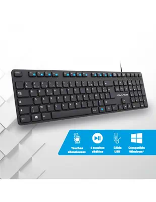 Advance Tapes WORKMATE clavier maison/bureau USB AZERTY Noir - ADVANCE - Clavier - visuel 2