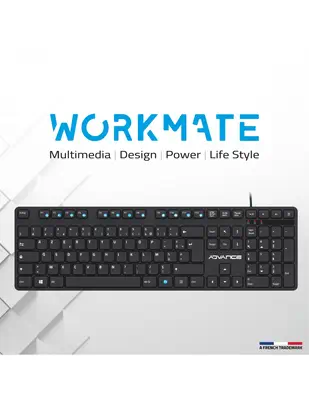 Advance Tapes WORKMATE clavier maison/bureau USB AZERTY Noir - ADVANCE - Clavier - visuel 3