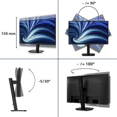 Philips 27B2N3500/00 écran plat de PC 68,6 cm (27") 2560 x 1440 pixels Full HD LCD Noir - Ecran Ordinateur - visuel 3