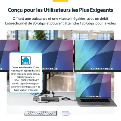 Hub Thunderbolt&trade; 5 à 4 Ports avec Thunderbolt&trade; Share KVM, 80/120 Gbps, Multi-Écrans 8K,  - StarTech - Station d'accueil pour portable - visuel 7