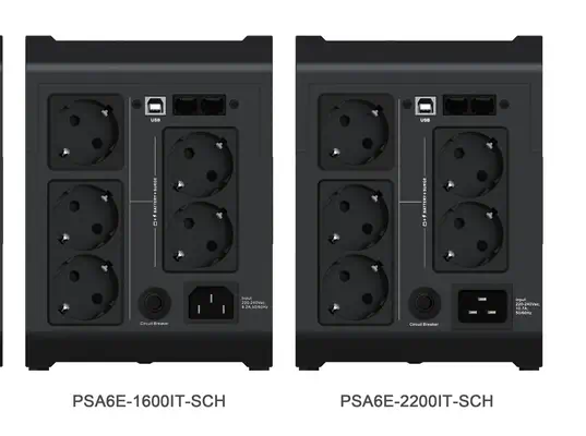 Vertiv PowerUPS 200 Essential PSA6E-2200IT-SCH, 2 200 VA/1 225 W, AVR, batteries remplaçables par l’ - Onduleur - visuel 3