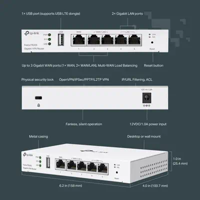 TP-Link Festa FR205 Routeur connecté 10 Gigabit Ethernet, 100 Gigabit Ethernet, Gigabit Ethernet Bla - visuel 8