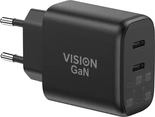Vision TC-PUSBCEU/65 chargeur d'appareils mobiles Universel Noir Secteur Charge rapide Intérieure - Boitier d'alimentation - visuel 1