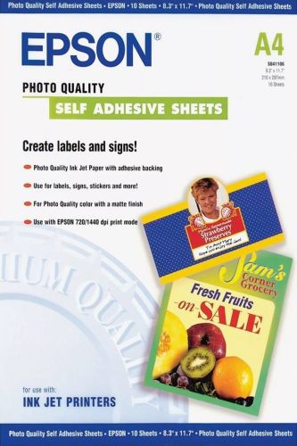 Revendeur officiel Papier Epson Self-Adhesive Photo Paper - A4 - 10 Feuilles