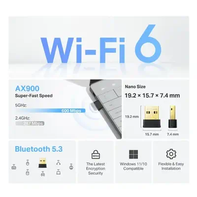 TP-Link Archer TX10UB Nano Bluetooth 600 Mbit/s - Carte Réseau - visuel 4