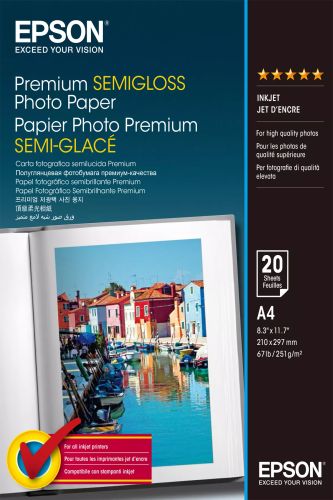 Revendeur officiel Papier EPSON PREMIUM semi brillant photo papier inkjet 251g/m2 A4 20