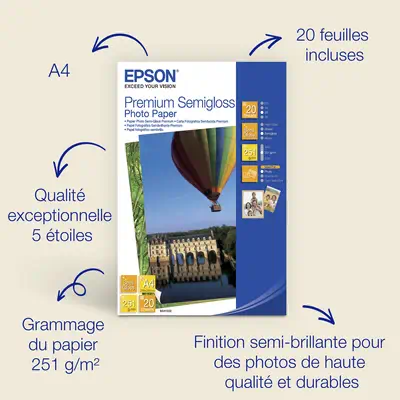 Papier photo A4 Premium semi-brillant Epson, 251 g/m2, 20 feuilles - visuel 4