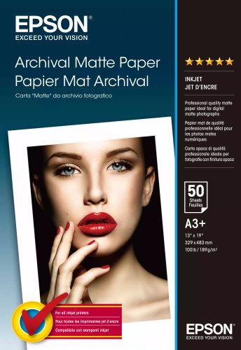 Vente EPSON MATTE archival papier inkjet 192g/m2 A3+ 50 feuilles au meilleur prix