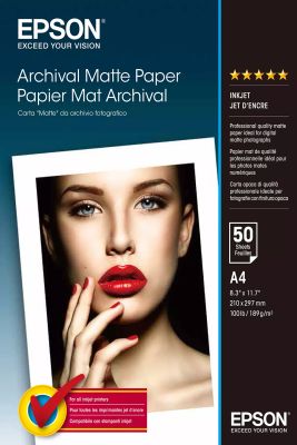 Vente Papier EPSON MATTE archival papier inkjet 192g/m2 A4 50 feuilles sur hello RSE
