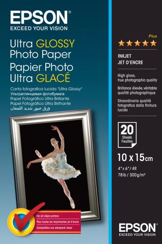 Revendeur officiel EPSON ULTRA brillant photo papier inkjet 300g/m2 100x150mm 20