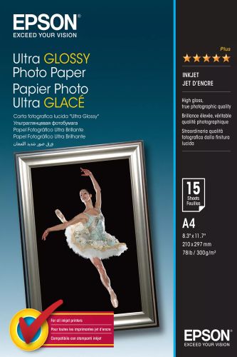 Revendeur officiel Papier EPSON ULTRA brillant photo papier inkjet 300g/m2 A4 15