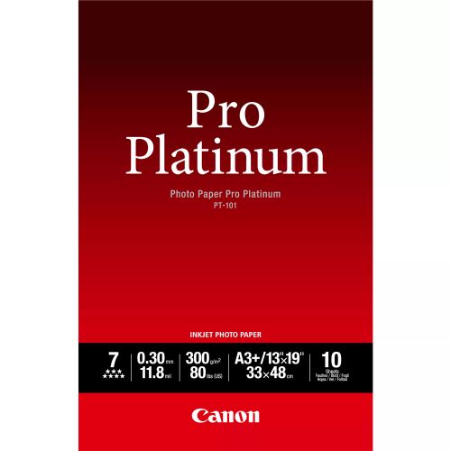 Revendeur officiel Papier CANON PT-101 pro platinum photo papier 300g/m2 A3+ 10