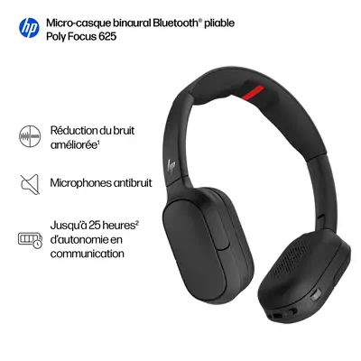 Micro-casque stéréo Bluetooth HP Poly Focus 625 - Casque Micro - visuel 9