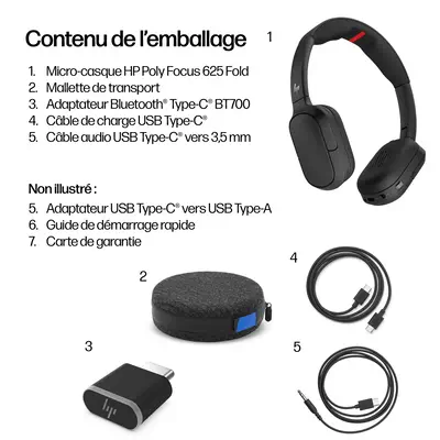 Micro-casque stéréo Bluetooth HP Poly Focus 625 - Casque Micro - visuel 4