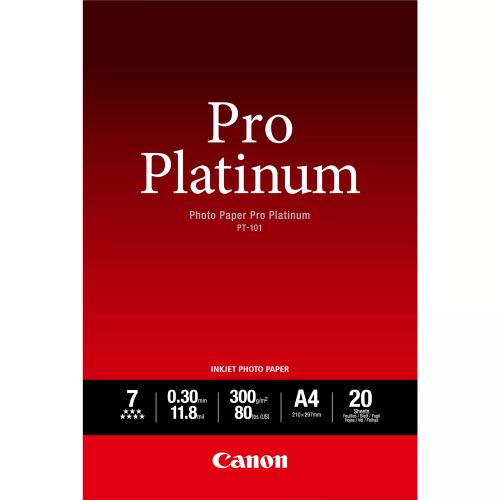 Vente Papier CANON PT-101 pro platinum photo papier inkjet 300g/m2 A4 20 feuilles sur hello RSE