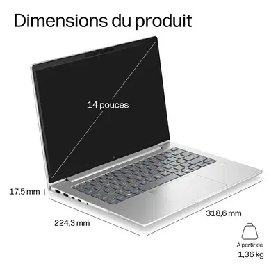 HP E0EZ4ET laptop Intel Core 5 Ordinateur portable 35,6 cm (14") WUXGA 16 Go LPDDR5x-SDRAM 512 Go SS - PC Portable - visuel 9