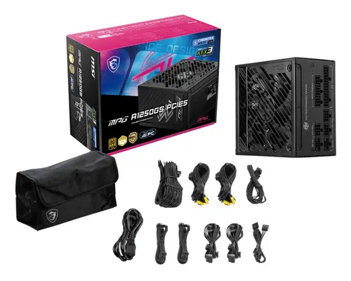 MSI MPG A1250GS PCIE5 unité d'alimentation d'énergie 1250 W 20+4 pin ATX ATX Noir - Boitier d'alimentation - visuel 5
