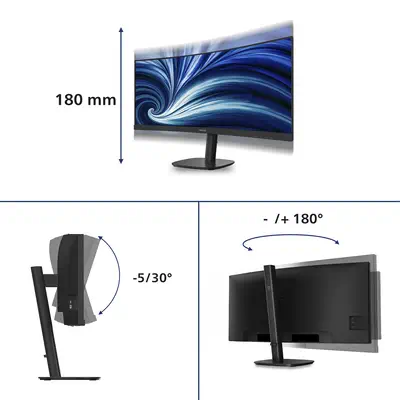 Philips 34B2N3500C/00 écran plat de PC 86,4 cm (34") 3440 x 1440 pixels Wide Quad HD LCD Noir - Ecran Ordinateur - visuel 3