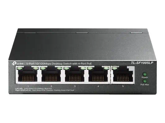 TP-LINK TL-SF1005LP 5-Port 10/100 Mbps Desktop Steel Case Switch with 4-Port PoE 41W PoE budget - TP-Link - Switchs et Hubs - visuel 2