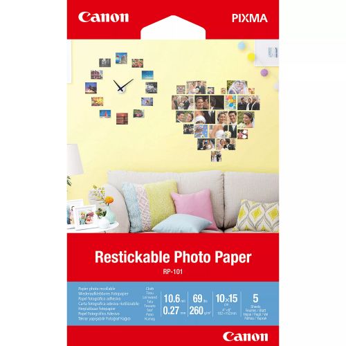 Revendeur officiel Papier Canon Papier photo autocollant repositionnable RP-101, 10 ×