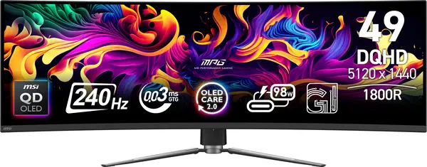 MSI MPG 491CQPX QD-OLED écran plat de PC 124,5 cm (49") 5120 x 1440 pixels Dual QHD Noir - Ecran Ordinateur - visuel 8