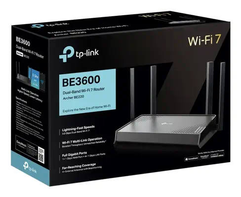 TP-Link Archer BE220 routeur sans fil Gigabit Ethernet Bi-bande (2,4 GHz / 5 GHz) Noir - Routeur - visuel 4