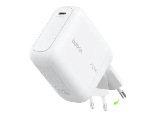 BELKIN 100W 1C GAN WALL CHARGER WH FOLDABLE EU PLUG - Belkin - Chargeur et alimentation - visuel 1