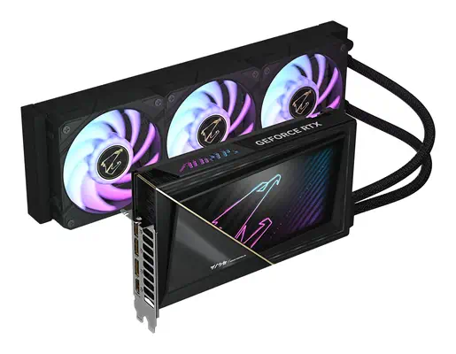 AORUS GeForce RTX 5090 XTREME WATERFORCE 32G Carte Graphique - 32 Go GDDR7, 512 bits, PCI-E 5.0, 265 - Gigabyte - Carte graphique - visuel 2